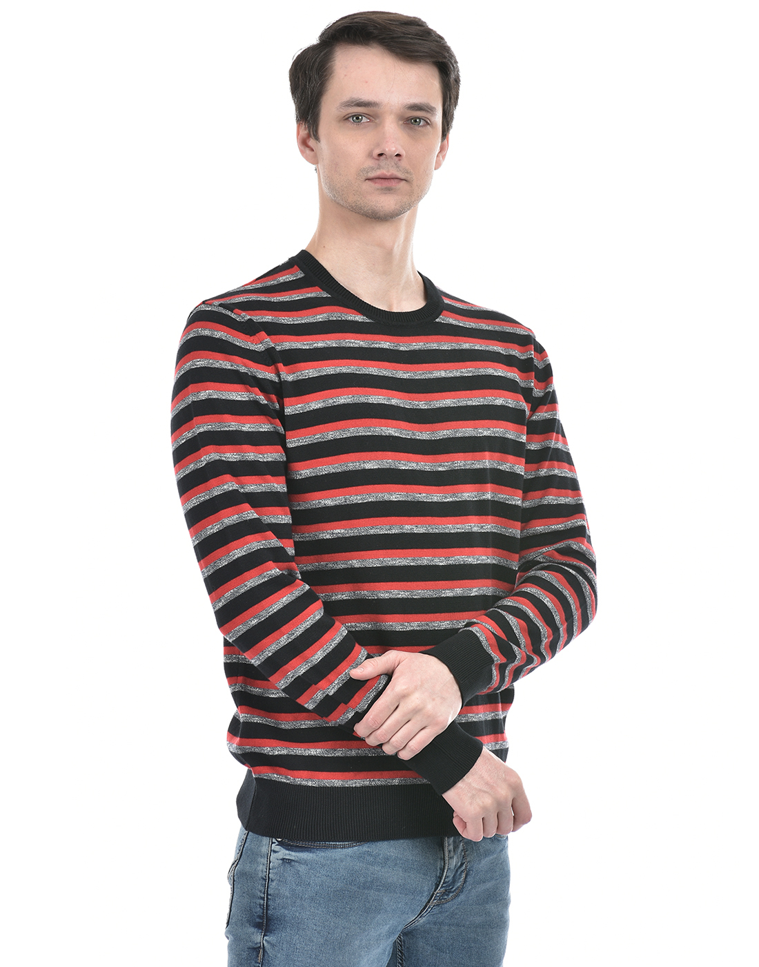 Numero Uno Men Striped Red Sweater